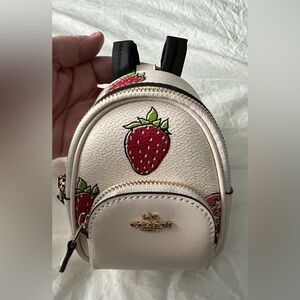 Coach Mini Court Backpack Bag Charm with Strawberry Print